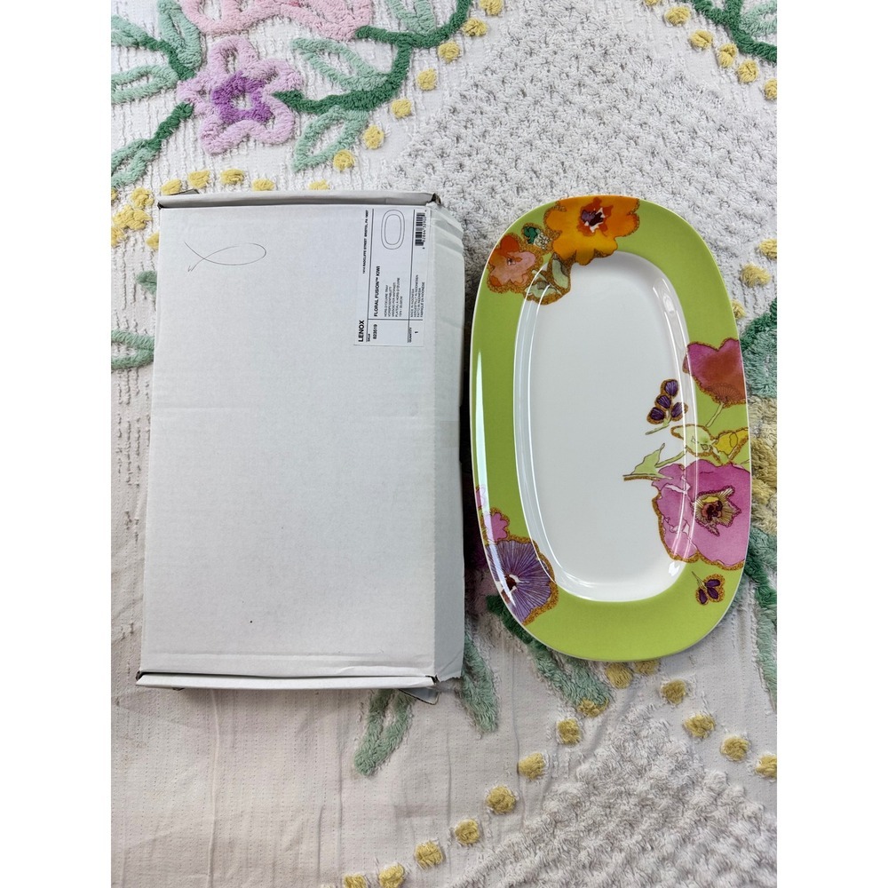 Lenox Floral Fusion Kiwi Stephanie Ryan Hors d'Oeuvre Tray Platter 13in 823519